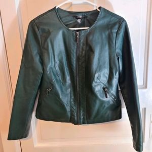 Alfani Petite Green Faux Leather Jacket